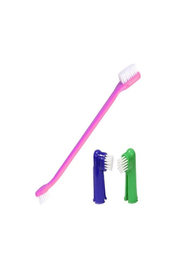 Misu Pet Toothbrush with Attachment - 360° Finger Toothbrush Set for Dogs & Cats - Soft Silicone Bristles & Long Handle for Easy Oral Cleaning Pink - Image 1